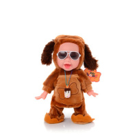 抖音同款佳梦创意搞笑磁控雪糕娃娃电动会哭笑猴毛绒玩具儿童 棕色狗娃哭笑跳舞简单音乐 充电版(配充电电池套装)