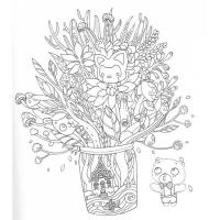 成人儿童动漫减压涂色书手绘本大人成年填色本涂鸦画画本解压画册 书+48色桶装彩铅