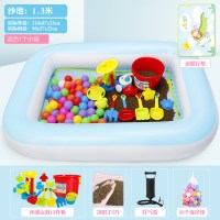 儿童决明子玩具沙池充气沙滩池套装宝宝家用室内男孩沙土玩沙子 130款体验5斤装配打气泵适合1个小孩