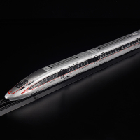 中国复兴号高铁合金轨道火车动车仿真模型和谐号真人语音早教玩具 银色1车头+1车身