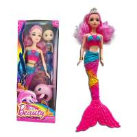 美人鱼人鱼公主儿童说话娃娃早教生日玩具女孩套装会礼盒 浪漫粉[七彩闪光]美人鱼芭比娃娃 送首饰礼包