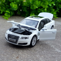 1:32奥迪A8L原厂仿真合金汽车模型金属车模型声光回力玩具车摆件 奥迪a8白色