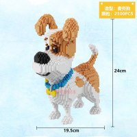 兼容樂高lno小颗粒史努比积木皮卡丘史迪仔龙猫拼装玩具儿童 桔色麦克狗