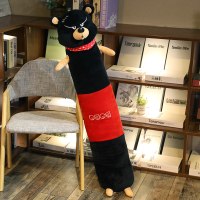 睡觉枕着懒人公仔可爱抱抱枕女孩娃娃长条韩国枕头毛绒玩具玩偶萌 黑色怒眼拽酷熊 中号1.4米