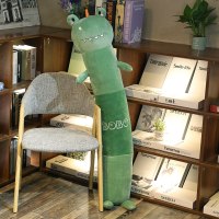 睡觉枕着懒人公仔可爱抱抱枕女孩娃娃长条韩国枕头毛绒玩具玩偶萌 绿色恐龙 中号1.4米