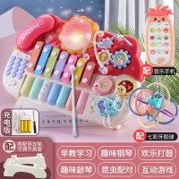 婴儿玩具手拍鼓宝宝拍拍鼓早教1岁6-12个月男孩女孩生日3 多功能电话拍拍鼓敲琴[送充电]红色+音乐手机+牙胶球