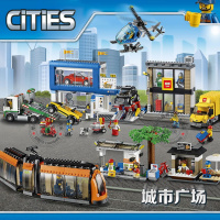 正品城市组系列山地特警追击车飞机总部人仔兼容乐高拼装积木玩具 城市广场