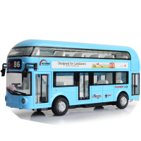 伦敦双层旅游巴士回力车仿真合金车汽车模型儿童玩具公共汽车公交车 双层旅游巴士蓝色