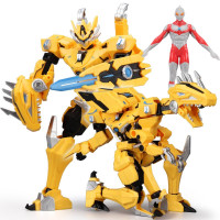 正版钢铁飞龙2玩具奥特曼力量合体变形机器人男孩玩具恐龙机械兽 速龙机械兽-可变形-合体[大号-黄]送奥特曼