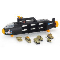 儿童男孩滑行潜艇货柜运输大货收纳车仿真模型玩具小汽车轨道停车场套装 P863-A战甲兵团