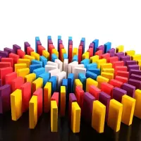 多米诺骨牌积木玩具智力开发儿童拼图生日 多米诺骨牌积木120片装