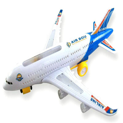 空中巴士客机儿童电动飞机玩具地上玩的万向飞机 电动组装灯光 玩具 A380客机大号45cm长
