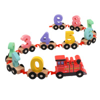 儿童木质数字小火车拼装组合早教木制拖拉智力积木玩具车1-3-6岁 数字拖拉小火车红