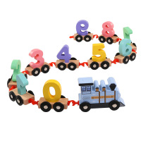 儿童木质数字小火车拼装组合早教木制拖拉智力积木玩具车1-3-6岁 数字拖拉小火车蓝