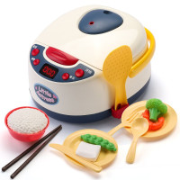 儿童过家家厨房男女孩玩具仿真套装可做饭厨具宝宝煮饭迷你喷雾电饭煲 蓝色喷雾饭煲标准版+配件礼包
