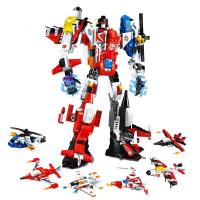 启蒙积木战神机器人兼容乐高警察军事拼装积木疾风战将汽车男孩玩具 6合1天谴者战神送拆件器