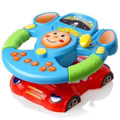 抖音同款副驾驶方向盘玩具儿童仿真模拟驾驶汽车方向盘音乐灯光宝宝赛车方向盘过家家早教启蒙玩具方向盘