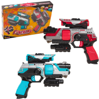 迪邦 双人对战红外线亲子互动对战玩具儿童电动连发手声光震动激光两把装玩具 红外线亲子对战双