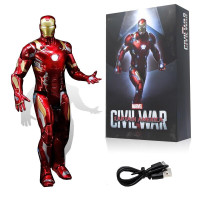 漫威复仇者联盟儿童玩具美国队长玩偶模型关节可动办公桌摆件 14寸钢铁侠