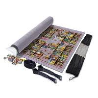 拼图收纳毯 加厚拼图毯拼图收纳毯垫多规格 厚款1500片浅灰收纳袋68*100cm