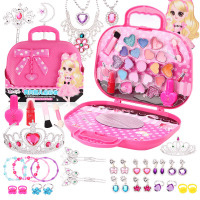 儿童画妆品盒 儿童化妆品套装女孩公主彩妆盒演出眼影盘女童小孩 手提包皇冠魔仙棒套餐