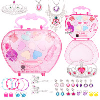 儿童画妆品盒 儿童化妆品套装女孩公主彩妆盒演出眼影盘女童小孩 水晶包皇冠套餐