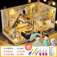 拼搭房子模型 diy小屋阁楼别墅手工制作小房子模型拼装建筑仿真玩具生日女 时光浅影+音乐+蓝羽上仙+青鸾仙子+1狗
