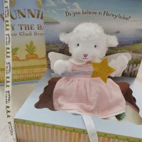 安抚小羊 小羊玩偶抖音同款毛绒娃娃生日玩具网红安抚公仔 粉天使 17厘米【灯光礼盒包装】