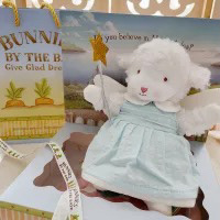 安抚小羊 小羊玩偶抖音同款毛绒娃娃生日玩具网红安抚公仔 蓝天使 17厘米[灯光礼盒包装]