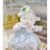 安抚小羊 小羊玩偶抖音同款毛绒娃娃生日玩具网红安抚公仔 蓝色蕾丝裙 17厘米[礼盒包装]