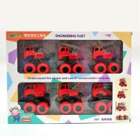 儿童消防员套装多彩工程车合金环卫车惯性工程车小火车套装总动员模型儿童玩具车 特技工程车6只装