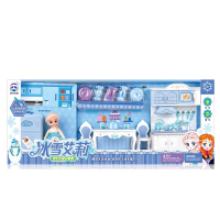 梦幻公主屋 艾莎公主玩具 冰雪奇缘2 过家家玩具女孩巴比洋娃娃公主冰雪卧室梳妆台厨房灯光音乐礼盒套 冰雪艾莉厨房款