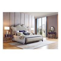 欧式真皮床全实木双人床新婚大床主卧法式简欧高级灰紫罗兰1.5米