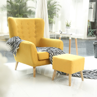 美式布艺沙发单人北欧简约现代卧室客厅阳台创意老虎椅子单人沙发