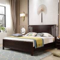 新中式床简约现代实木床1.8米双人床高箱轻奢经济型北欧家具