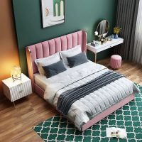 轻奢床网红床ins卧室床北欧1.8米布艺床现代简约北欧公主床