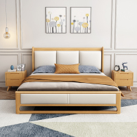 北欧日式软靠实木床1.8米双人床主卧室现代简约家具床
