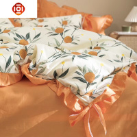 四件套棉棉少女心公主风被单蝴蝶结荷叶边网红款桔子床上用品床品套装 三维工匠