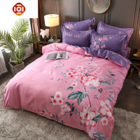 大版风 中国风棉磨毛斜纹四件套大版花婚庆被套床单4件床品套装 三维工匠