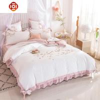 ins网红款少女心蝴蝶结棉四件套公主风床上棉4三件套被套床单床品套装 三维工匠