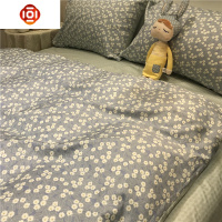 蓝色花花小碎花四件套 棉棉1.5m1.8米美式田园风淑女被单床单床品套装 三维工匠