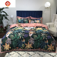 60支长绒棉贡缎四件套美式田园花鸟数码印花棉被套棉床上用品床品套装 三维工匠