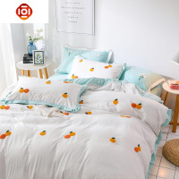 网红款桔子四件套棉棉被套水洗棉床单可爱少女心床上用品公主床品套装 三维工匠