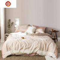 轻奢风60支兰精天丝四件套撞色简约冰丝床单丝滑夏季床上用品床品套装 三维工匠