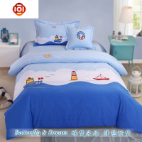 棉儿童床上用品四件套棉男孩男童卡通床品三件套床单被套1.2床品套装 三维工匠