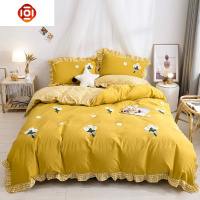 水洗棉四件套棉棉少女心公主风床单被套被子三件套床上用品4床品套装 三维工匠