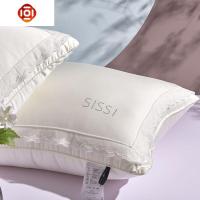胶原蛋白枕刺绣蕾丝工艺枕头棉面料超细纤维填充枕芯 三维工匠