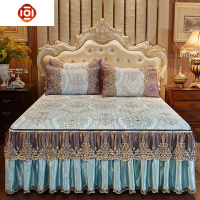 欧式冰丝席凉席三件套床裙款1.8m蕾丝床罩可脱卸水洗折叠空调软席 三维工匠