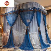 豪华双层公主蚊帐1.8m床u型导轨家用2米1.5轨道加密防蚊罩1.2纹帐 三维工匠