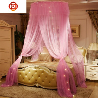 ins简约梦幻床幔卧室床头公主风纱幔儿童房吊顶帐篷白色圆顶蚊帐 三维工匠